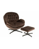 Siege Relax + Repose-Pieds Metal/Textile Maron Fonce