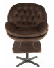 Siege Relax + Repose-Pieds Metal/Textile Maron Fonce