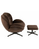 Siege Relax + Repose-Pieds Metal/Textile Maron Fonce